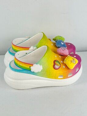 Men's 5 Women's 7 - Crocs Care Bears Crush Clog Light-Up Rainbow